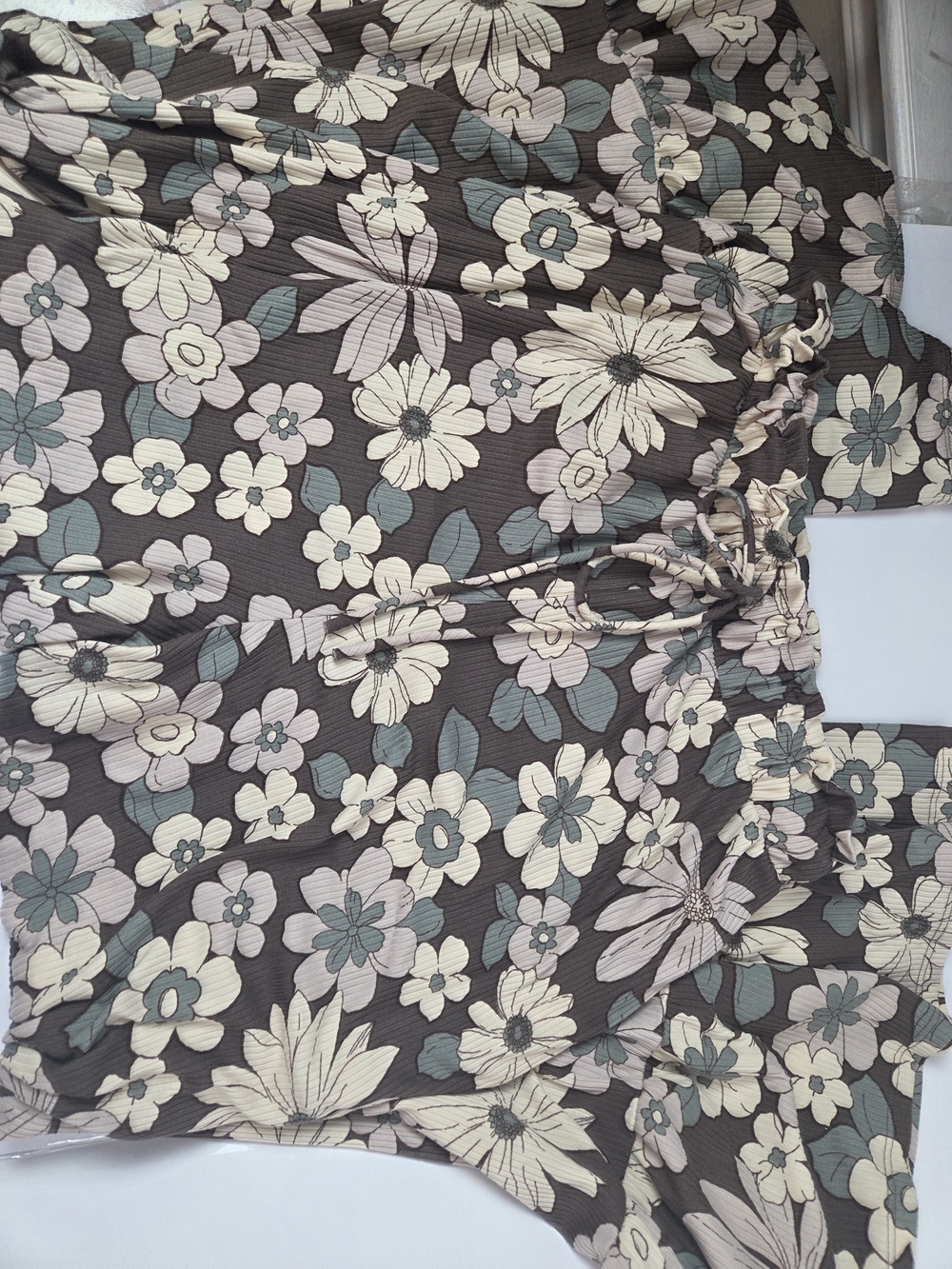 Three Bird Nest Brown Floral Wide-Leg Drawstring Pants - Picture 11 of 12